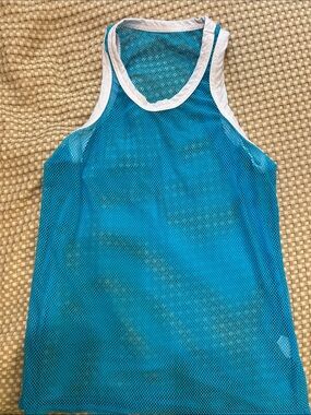 Bright blue mesh Tank with White Trim